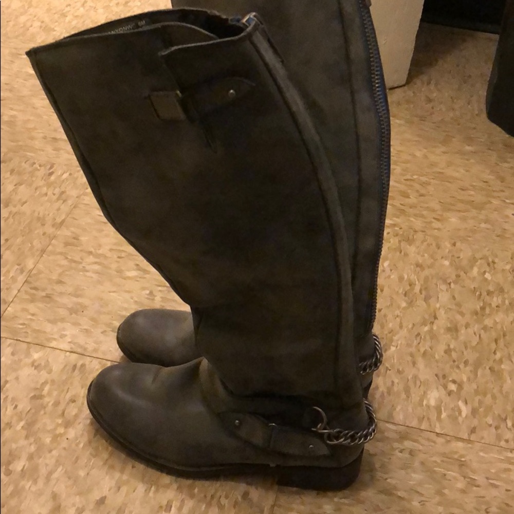 Suede knee high riding boots